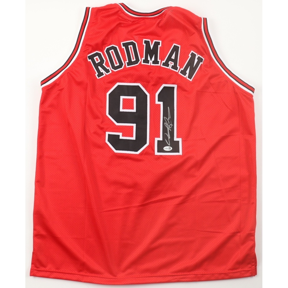 Dennis Rodman Signed Chicago Bulls Custom Jersey XL JSA Authenticated COA Men's